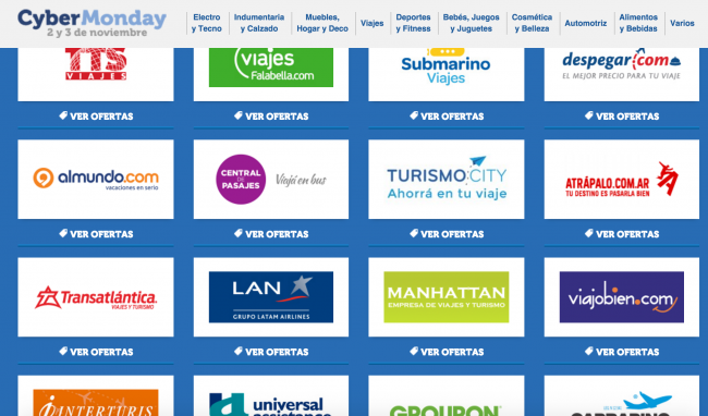 Empresas de viajes en Cyber Monday 2015