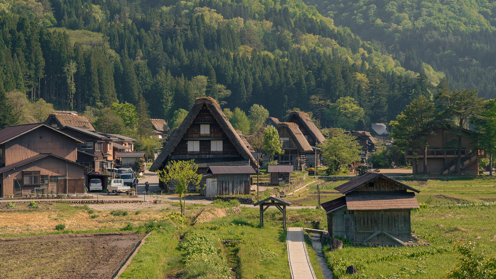 Casas tradicionales gassho-zukuri en Shirakawa-go, Japón.